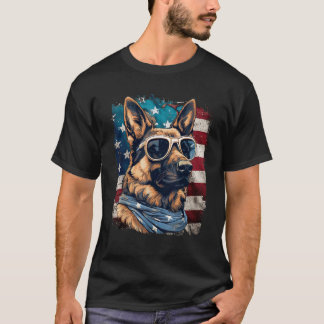 Patriotic German Shepherd American Flagga 4:e Jul T Shirt
