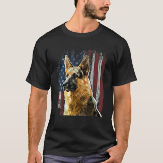 Patriotic German Shepherd American Flagga Gift M T Shirt