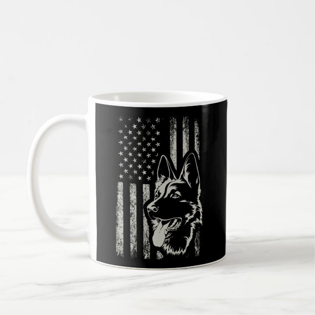 Patriotic German Shepherd American Flagga Hund äls Kaffemugg (Vänster)