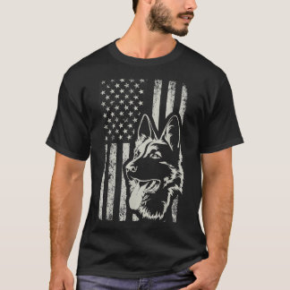 Patriotic German Shepherd AMERICAN FLAGGA Hund äls T Shirt