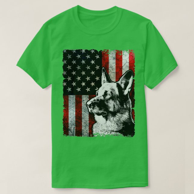 Patriotic German Shepherd American Hund - 1 T Shirt (Design framsida)