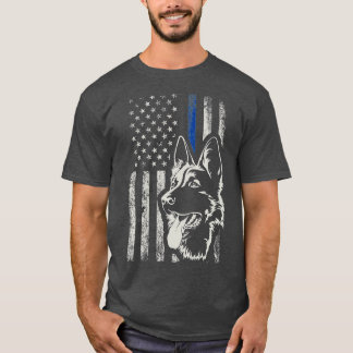 Patriotic German Shepherd K9 Unit Thin Blue Line P T Shirt