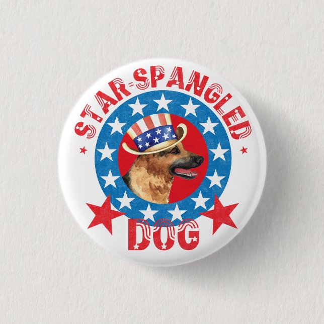 Patriotic German Shepherd Knapp (Framsida)
