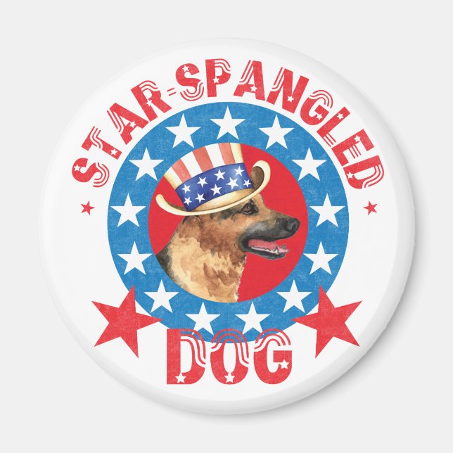 Patriotic German Shepherd Magnet (Framsidan)