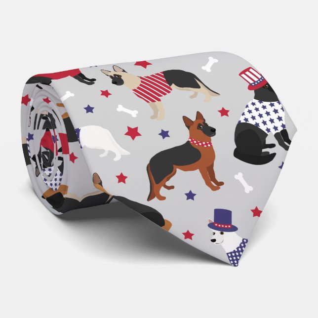 Patriotic German Shepherd Mönster Neck Tie Slips (Rullad)