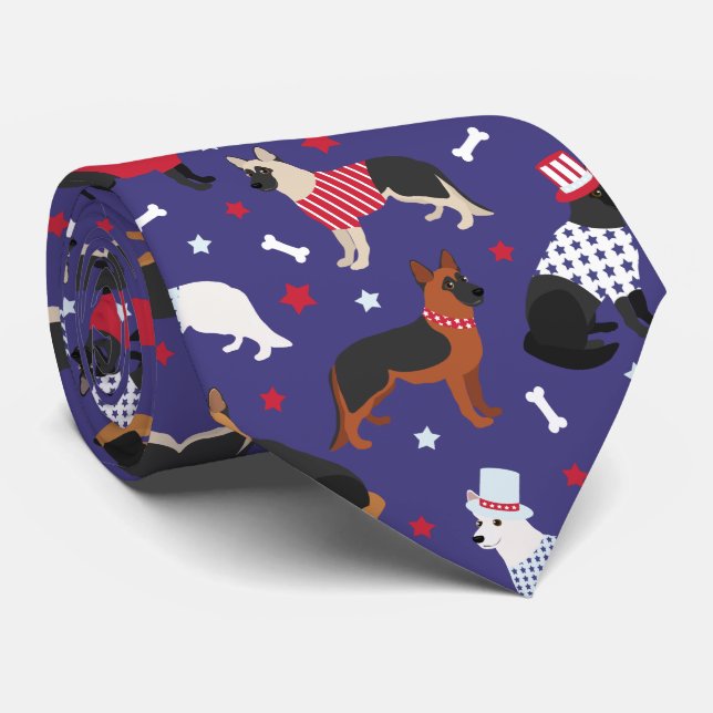 Patriotic German Shepherd Mönster Neck Tie Slips (Rullad)