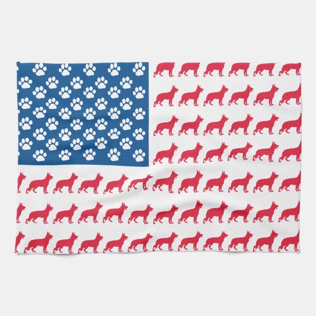 Patriotic German Shepherds Kökshandduk (Horisontell)