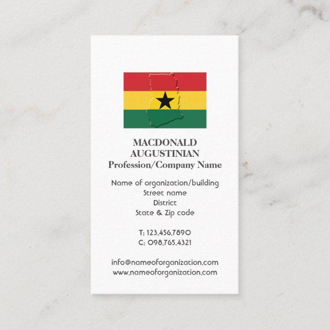 Patriotic | GHANA FLAGGA | Foto-Affärskort Visitkort (Framsida)