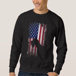Patriotic Giant Schnauzer American Flagga Hund Lång Ärmad Tröja