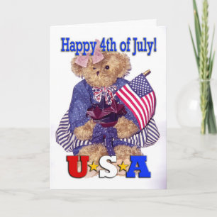 Patriotic Girl Bear - Lycklig 4 juli! Kort