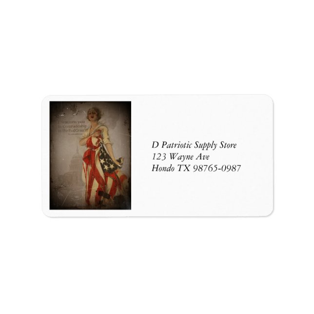 Patriotic Girl Draped in Flagga Adressetikett (Framsidan)