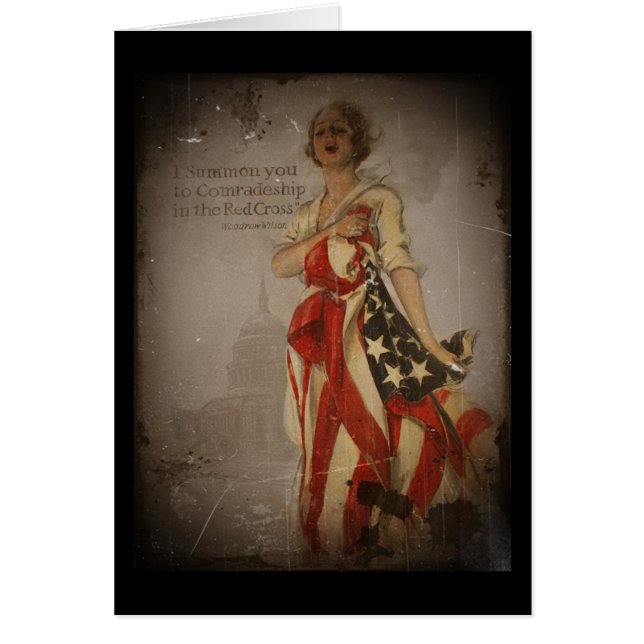 Patriotic Girl Draped in Flagga Hälsningskort (Framsidan)
