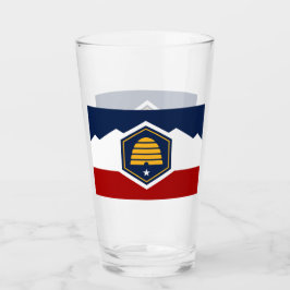 Patriotic glass cup with new flag of Utah, USA Glaskopp