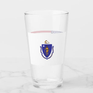 Patriotic glass kopp med flagga av Massachusetts