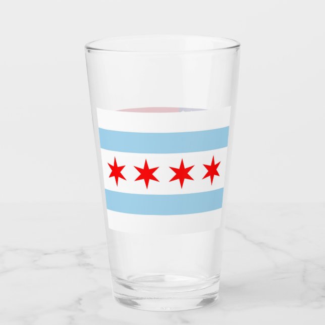 Patriotic glass kopp med flagga Chicago (Framsida)