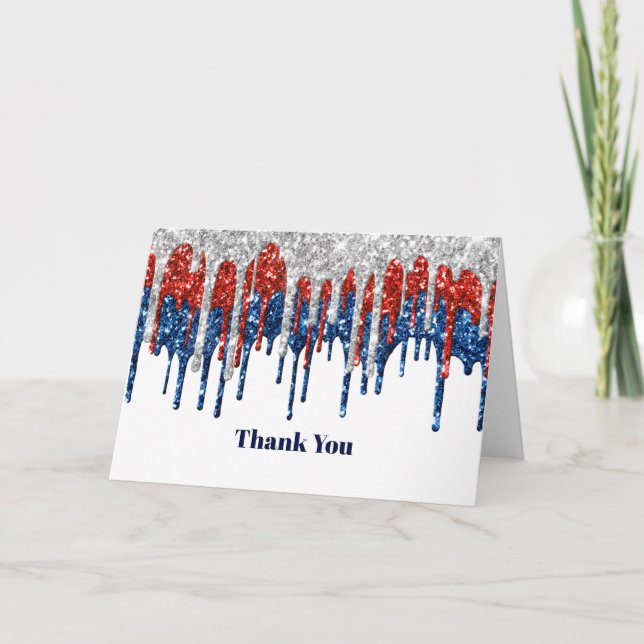 Patriotic Glitter Drifts Tack Kort (Framsida)