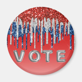Patriotic Glitter Drip Americana Vote Magnet