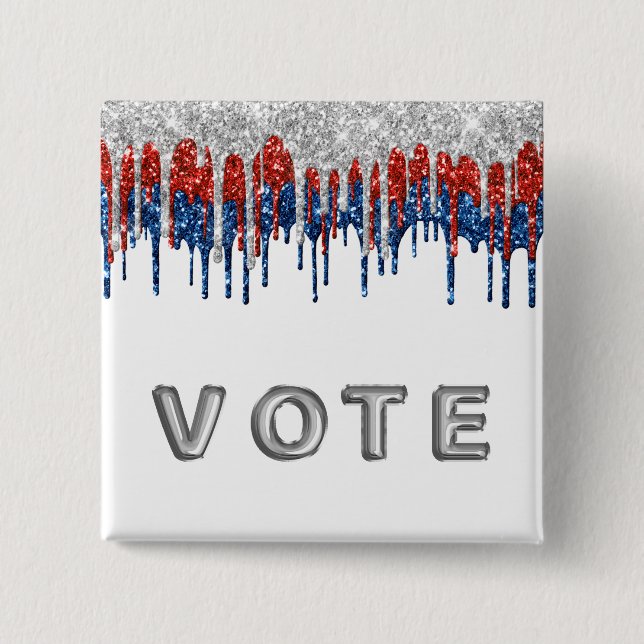Patriotic Glitter Drip Border Vote Knapp (Framsida)