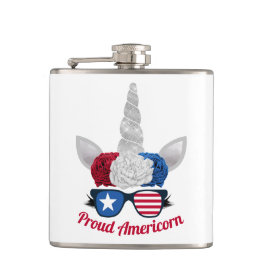 Patriotic Glitter Unicorn Rött vitt blått Fickplunta