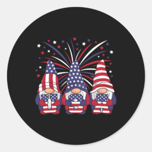 Patriotic Gnomes 4:e juli, USA, Manar Women Kids Runt Klistermärke