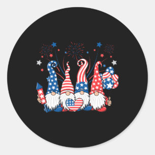 Patriotic Gnomes Fireworks Usa Independence day 4t Runt Klistermärke