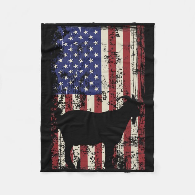 Patriotic Goat 4:e juli amerikanska Flagga Fleecefilt (Framsidan)