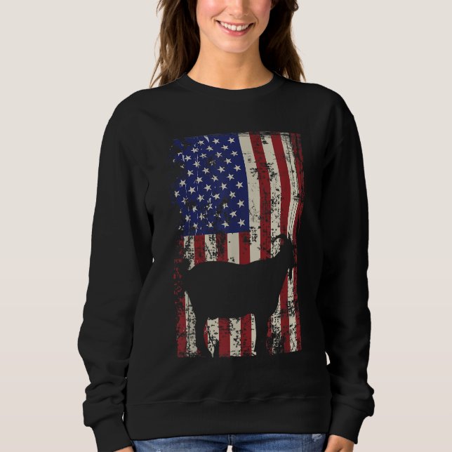 Patriotic Goat 4:e juli amerikanska Flagga T Shirt (Framsida)
