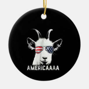 Patriotic Goat Funny Goat America Julgransprydnad Keramik