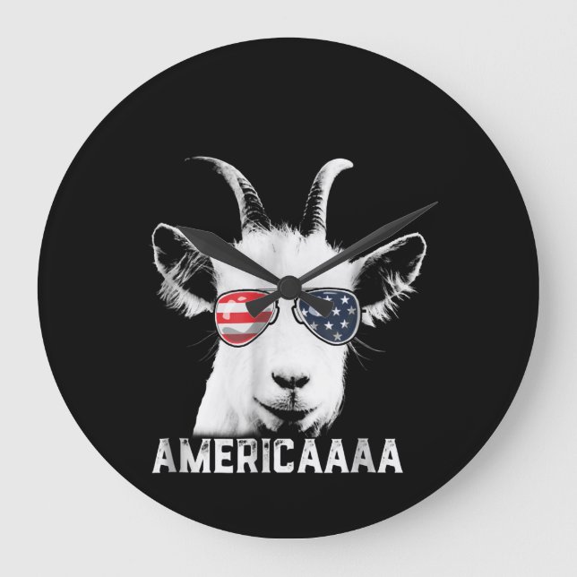 Patriotic Goat Funny Goat America Stor Klocka (Framsida)
