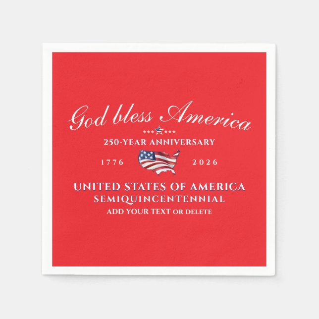 Patriotic God Bless America 250 Semiquincentennial Pappersservett (Framsidan)
