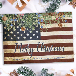 Patriotic God jul Vintage American Flagga Anteckningskort