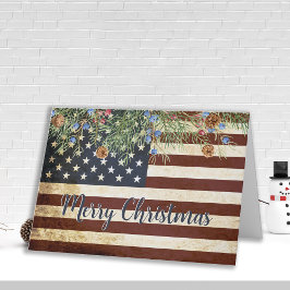 Patriotic God jul Vintage American Flagga Helgkort