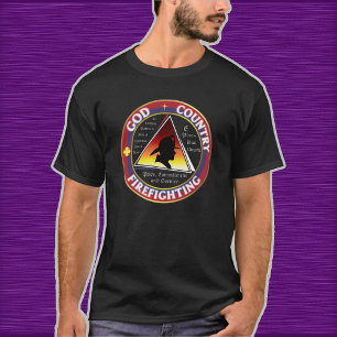 Patriotic God Land-brandbekämpningens cirkulära Lo T Shirt