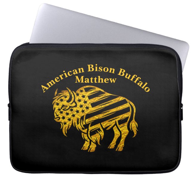 Patriotic Gold Bison Design Laptop Fodral (Framsidan)
