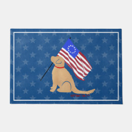 Patriotic Golden Hund American Flagga Doormat
