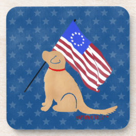 Patriotic Golden Retriever American Underlägg Set