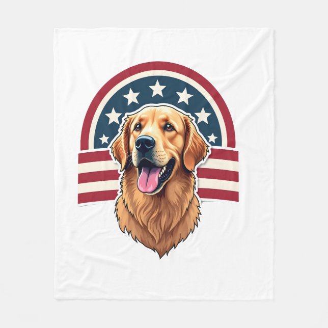 Patriotic Golden Retriever Arc Layout Shirt 2 Fleecefilt (Framsidan)