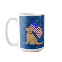Patriotic Golden Retriever Hund American Flagga Mu