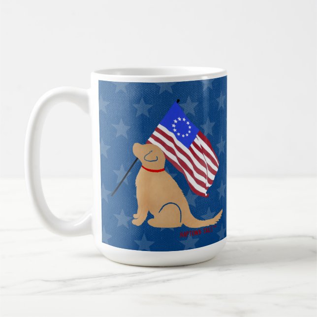 Patriotic Golden Retriever Hund American Flagga Mu Kaffemugg (Vänster)