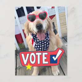 Patriotic Golden Retriever Hund Vote Vykort
