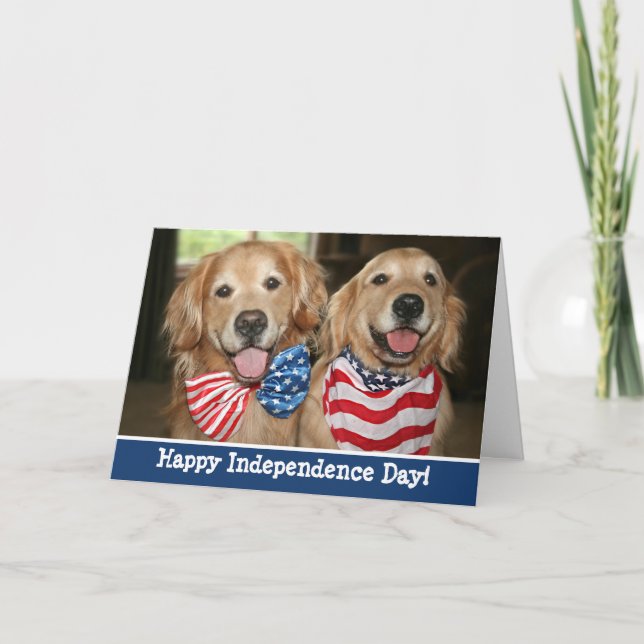 Patriotic Golden Retriever Independence day Kort (Framsida)