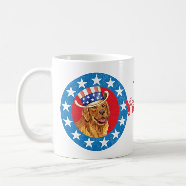 Patriotic Golden Retriever Kaffemugg (Vänster)