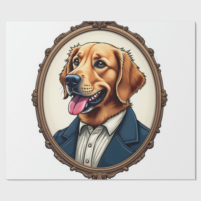 Patriotic Golden Retriever Portrait Vintage Tee Presentpapper (Platt)