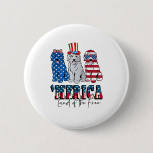 Patriotic Goldendoodle Hund 4:e juli Förenta state Knapp