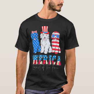Patriotic Goldendoodle Hund 4:e juli USA T Shirt