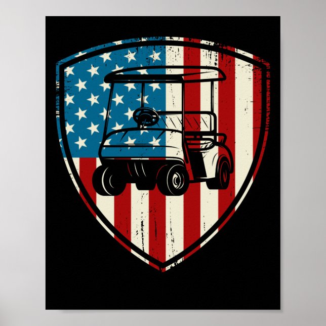 Patriotic Golf Bära USA Strong Golf Cart Poster (Framsidan)