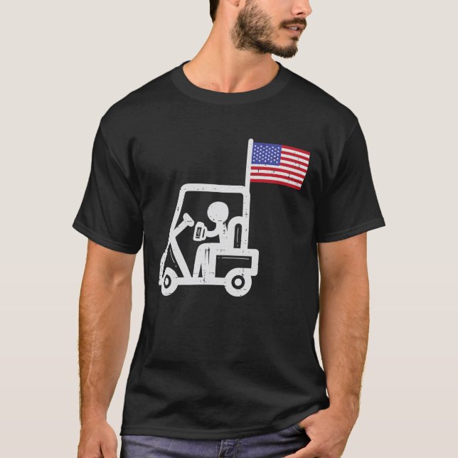 Patriotic Golf Cart American Flagga Golfing Drinke T Shirt (Framsida)