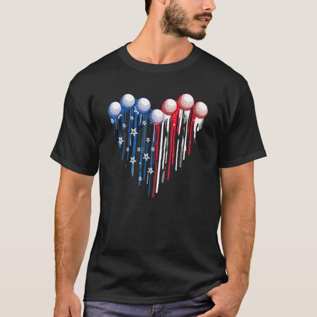 Patriotic Golf USA Flag Golf Clubs 4th of July Gol T Shirt (Framsida)