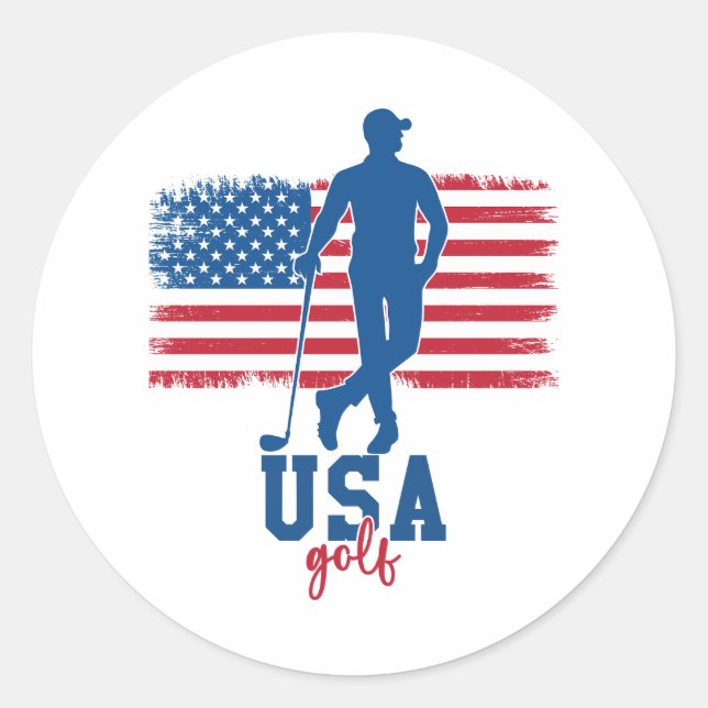 Patriotic Golf USA Runt Klistermärke (Framsida)