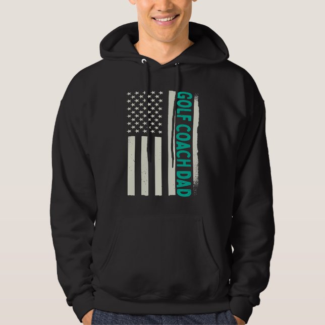 Patriotic Golfing Player Golfer  Golf Coach Dad Hoodie (Framsida)
